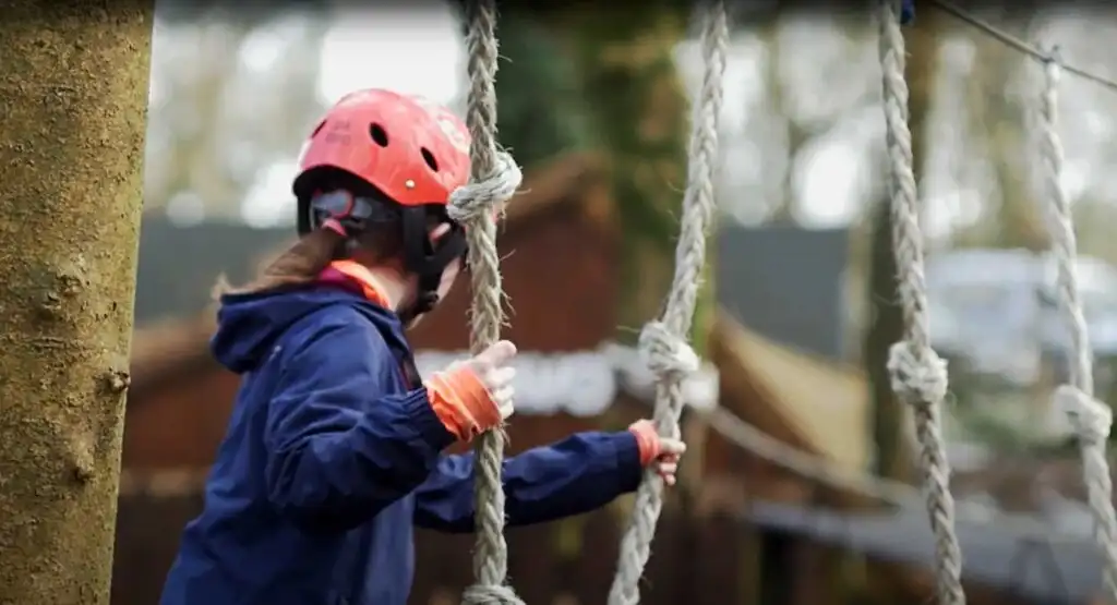 Group of people engaged in an outdoor adventure activity at Fota Island Adventure.