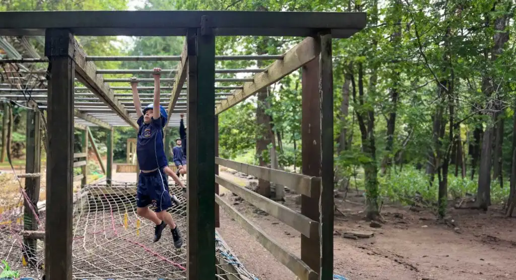 Aerial view of the adventure camp facilities at Fota Island Adventure