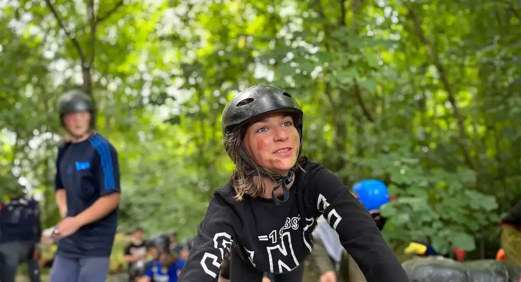 Children participating in a team-building exercise at Fota Island Adventure camps