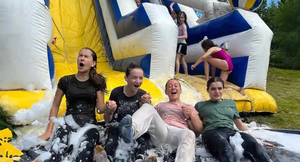 Children participating in a team-building exercise at Fota Island Adventure camp