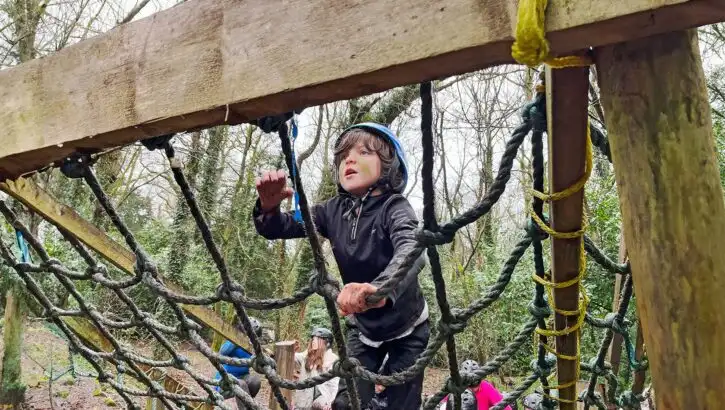 Group of children enjoying a zip line ride at Fota Island Adventure
