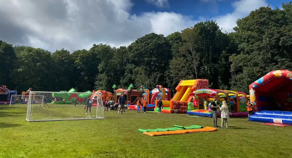 Families participating in a fun day event at Fota Island Adventure.
