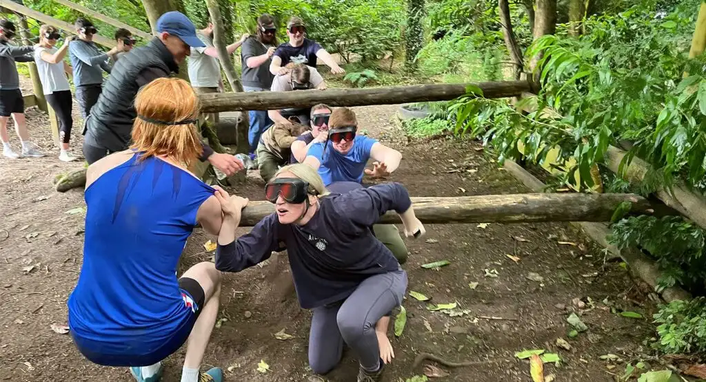 Group of friends enjoying a team-building activity at Fota Island Adventure