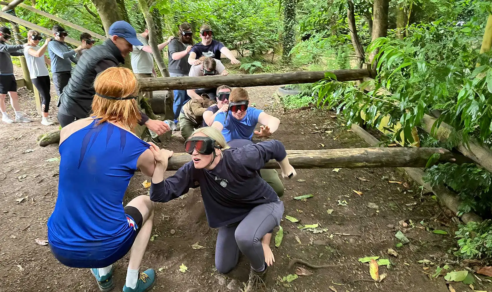 Group of friends enjoying a team-building activity at Fota Island Adventure