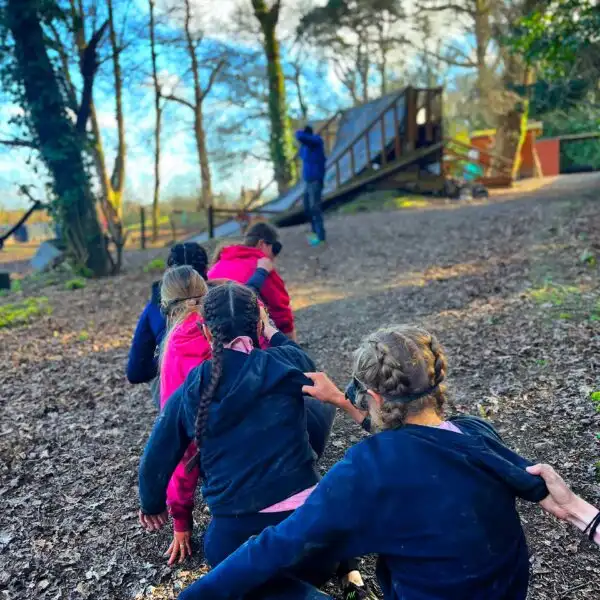 Participants at Fota Island Adventure enjoying a team-building game that requires quick thinking and teamwork.